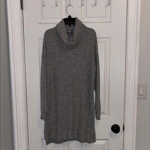 Gray Cowl Neck Dress with Turtleneck Style